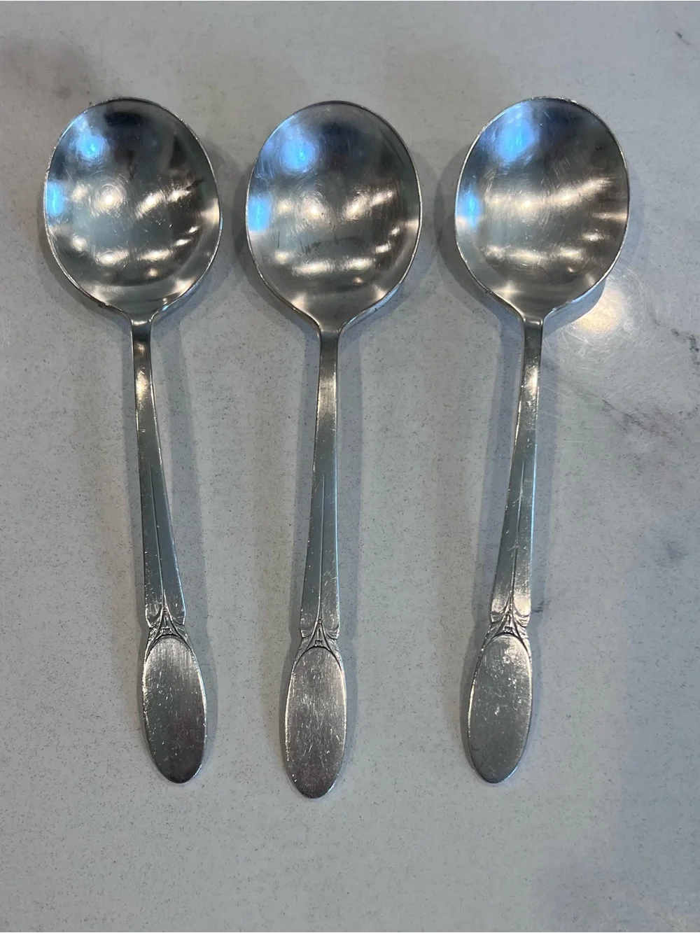 1847 Rogers Bros Silverware Lot of 3 Sylvia Pattern Soup Spoons 7